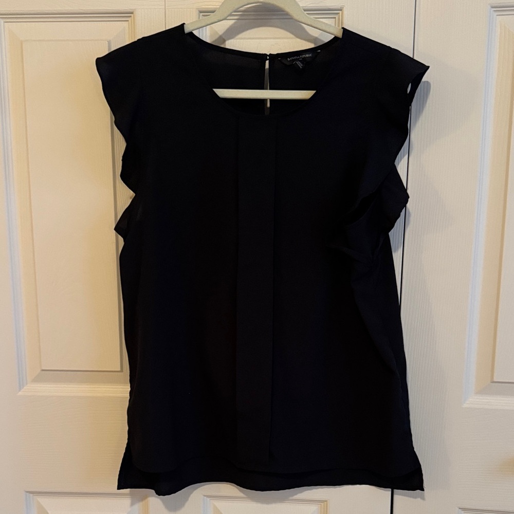 Banana Republic Elegant Black Flutter Sleeve Top